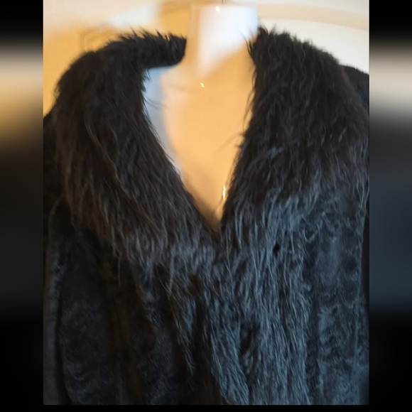 Vintage Y2k Velvet and Faux fur Penny Lane black classy womens coat - Picture 2 of 9